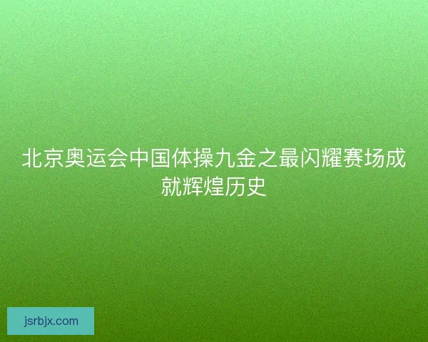北京奥运会中国体操九金之最闪耀赛场成就辉煌历史