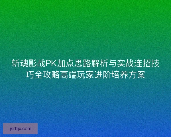 斩魂影战PK加点思路解析与实战连招技巧全攻略高端玩家进阶培养方案