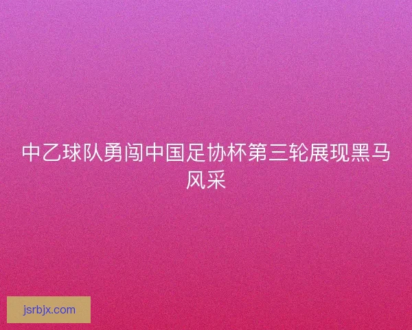 中乙球队勇闯中国足协杯第三轮展现黑马风采 中乙球队勇闯中国足协杯第三轮展现黑马风采